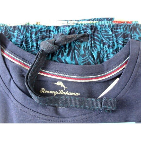 Tommy Bahama Men's Long Sleeve Island Life 2 Piece PJ set Tropical Navy Blue NWT - Picture 4 of 5